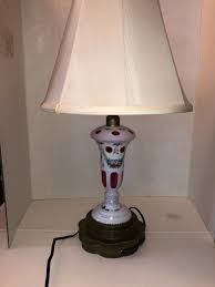 Bohemian Czech Glass Table Lamp White Cut To Cranberry | eBay