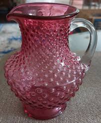 OLD VINTAGE FENTON EARLY 1940'S HOBNAIL CRANBERRY PITCHER ...