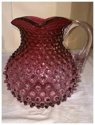Hobbs Brockunier Cranberry Hobnail/Dewdrop Water Pitcher ...