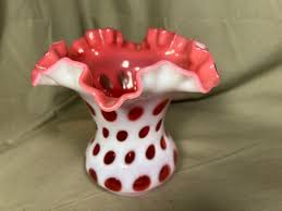 Vintage Fenton Cranberry Opalescent Coin Dot Pattern ...