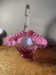 Antique Fenton Cranberry Opalescent Hobnail Ruffled Rim ...