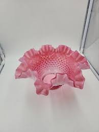 💥 FENTON 9 1/2" Cranberry Pink Opalescent Double Crimped ...