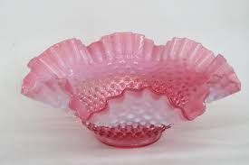 Fenton Hobnail Style Cranberry Opalescent Ruffled Rim Large ...