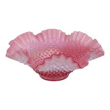 Fenton Glass Hobnail Style Cranberry Opalescent Ruffled Rim ...