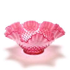 Fenton Hobnail Cranberry (Opalescent) Glass Bowl
