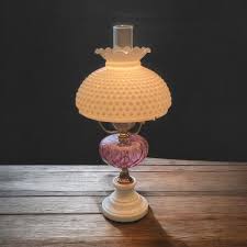MILK GLASS Lamp…3-way Light…hobnail Shade With Ruffled Edge ...