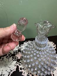 Victorian CRUET Hobnail Glass Opalescent Opal Brockunier Antique - Etsy