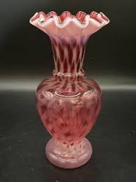 Fenton Art Glass Cranberry Opalescent Diamond Optic Vase | eBay