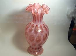 Fenton Glass CRANBERRY OPALESCENT Dot OPTIC Vase Form Lamp ...