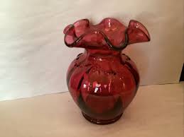 Cranberry Fenton Glass Vase with Draped Bead Design 4.25” | eBay