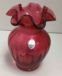 Vintage, Fenton, Cranberry/Pink Vase, Ruffled Top. 5.5” | eBay