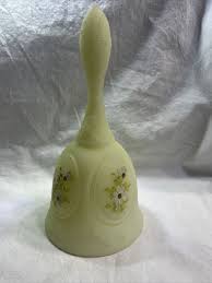 Vintage Fenton Yellow Custard Glass Hand Painted White ...