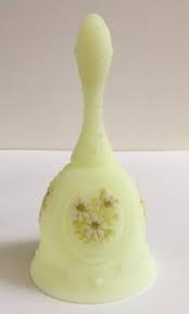 Fenton Satin Custard Hand Painted Bell Signed By Artist Rare ...