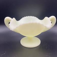 Vintage Fenton Custard Uranium Glass 4 Panel Basket Weave ...