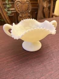 Vintage Fenton Bowl, Milky Lime Green, Compote Candy ...