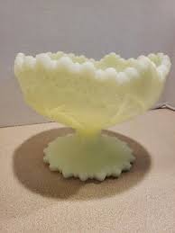 Fenton Custard Yellow Hobnail Pinwheel Pattern Satin Frosted ...