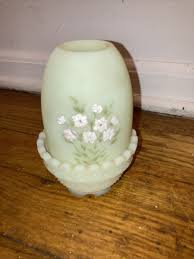 Vintage Fenton Satin Flowers Fairy Lamp Hand Painted Darlene ...