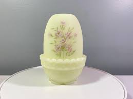 Vintage Uranium Fairy Lamp - Fenton Glass Co - Hand Painted ...