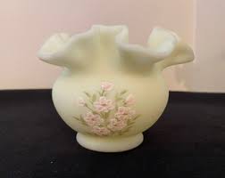 Antique Fenton Uranium Custard Punk Blossom Vase - Etsy