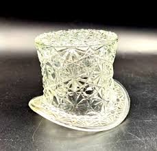 Vintage Fenton Large Clear Pressed Art Glass Daisy and Button Top Hat Dish | eBay