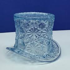 Fenton art glass top hat daisy button toothpick holder hobnail vtg Blue crest US | eBay Australia