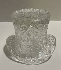 Fenton Glass Top Hat Clear Cut Glass Daisy & Button 2 1/2” x 3 1/2” Vintage | eBay