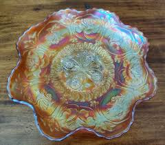 Rare Vintage Fenton Marigold Carnival Glass Dragon & Lotus Spatula Footed Bowl - Etsy