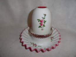 Vintage Fenton for LG Wright Peach Blow Decorated Rose Spray 3 Piece Fairy Lamp - Etsy.de