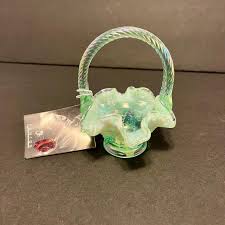 Willow Green Iridized Glass Basket With Box - | Mercari