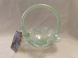 VTG Rare FENTON GLASS 6 " willow green opalescent basket 6588 G1 6";NIB | eBay