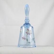 FENTON HAND PAINTED #7463 BLUE OPALESCENT GLASS HAND BELL WITH CLAPPER SOUVENIR | eBay Australia