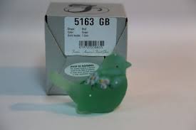 Fenton Art Glass ~ Green Glass Bird ~ Hand Painted Bird ...