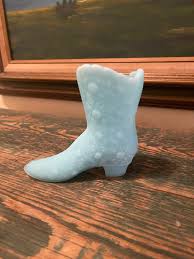 Vintage Fenton Satin Blue Daisy and Button Pattern Boot - Etsy