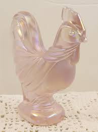 Vintage Fenton Pink Satin Iridescent Carnival Glass Rooster ...