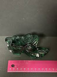 Fenton Teal Glass Slipper Shoe Hand Painted Flowers Signed | eBay