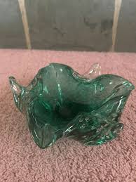 Vintage Murano Controlled Bubble Glass Bowl Greenish Blue Iridescent Flower | eBay