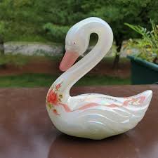 Vintage Fenton Iridescent Glass Swan Figurine, 40th ...
