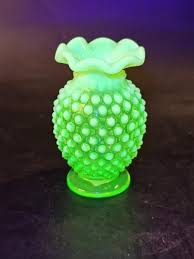 VINTAGE USA FENTON VASELINE HOBNAIL TOPAZ OPALESCENT ART ...