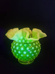 Vtg Fenton Hobnail Yellow Opalescent Uranium Glow Glass ...