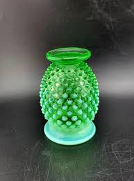 Fenton Uranium Glass Vase, Vintage Hobnail Vaseline Glass ...