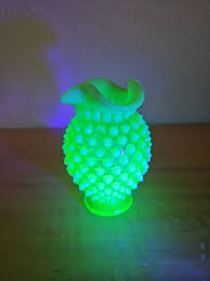VTG Fenton Uranium Green Opalescent Hobnail Ruffled Mini ...