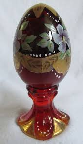 FENTON LIMITED EDITION AMBERINA HAND PAINTED VIOLET EGG ON ...