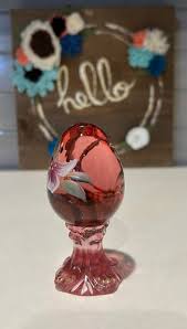 Pink Fenton Art Glass Egg: Hand Painted Collectible - Etsy