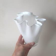 Handkerchief Vase | Vintage Glass Handkerchief Vase White - Etsy