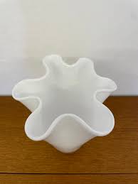 Holmegaard Sweden Vase Made of Glass in White With Ruffled ...