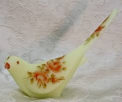 Fenton, Happiness Bird, Custard Glass, "Roses on Custard ...