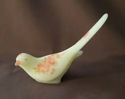 Fenton Peach Roses on Custard Bird of Happiness | eBay
