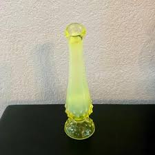 Vintage Fenton Topaz Opalescent Hobnail Square Rim Vase ...