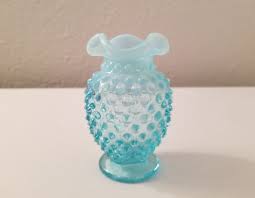 Vintage Fenton Opalescent Blue Hobnail Miniature Oval Bud ...