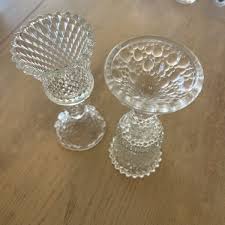 Vintage Clear Bubble Glass Candle Holders Taper Notive VTG ...
